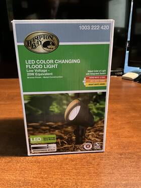 1003222420 Hampton Bay Led Color Changing 20w Equivalent Flood Light Bronze Finish