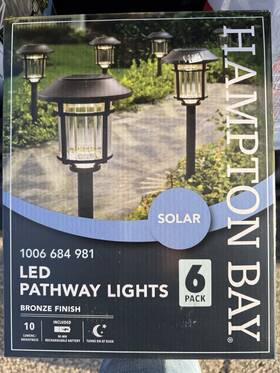 1006-684-981 Hampton Bay Low Voltage Bronze Integrated Led Path Lights Solar 6-pack New