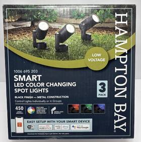 1006695203 Hampton Bay Low Voltage Smart Led Color Changing Spot Light 3 Pack