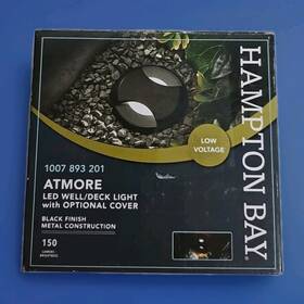 1007893201 Hampton Bay 150 Lumens Low Voltage Round Outdoor Inground Well/deck Light Black