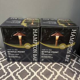 1008111903 Hampton Bay Myrtle Point Led Pathway Light Red Brass Finish 120 Lumens 2 Pack