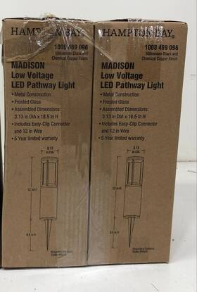 1008469096 Hampton Bay Lot Of 2 Madison Low Voltage Black And Copper Outdoor Path Light
