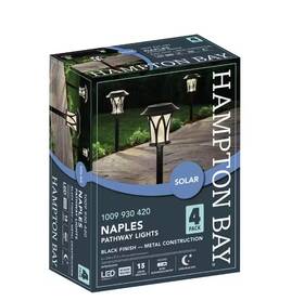 1009930420 Hampton Bay Naples Black Led Weather Resistant Outdoor Solar Path Light 4-pack