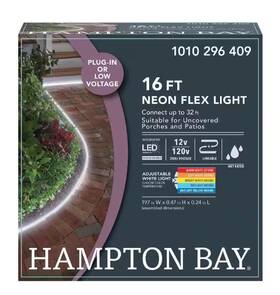1010296409 Hampton Bay 1000 Lumen 16 Ft. White Adjustable Light Color Led Flex Rope
