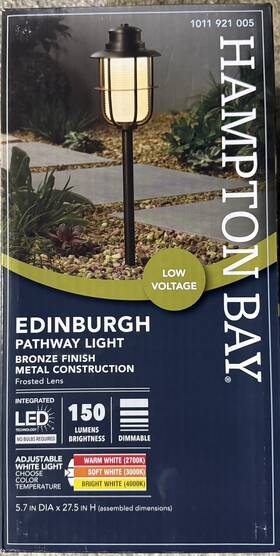 1011921005 Hampton Bay 150 Lumens Low Voltage Hardwire Bronze Pathway Light