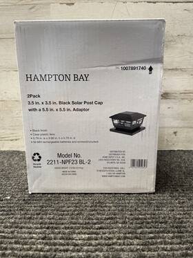 2211-npf23bl-2 Hampton Bay 3.5 Inch Black Outdoor Solar Post Cap Light With 5.5 Adapter 2-pack