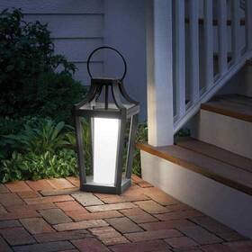 23448 Hampton Bay Springfield Black Dusk To Dawn Integrated Led Outdoor Solar Lantern