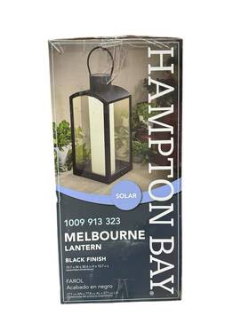 23449 Hampton Bay Melbourne Black Outdoor Solar Lantern Led Dusk To Dawn