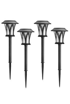 43194 Hampton Bay Naples Black Led Weather Resistant Outdoor Solar Path Light 4-pack