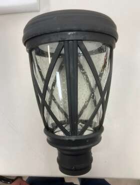 46274 Hampton Bay Ravencrest 120 Lumens Black Solar Post Lantern Led Light Seedy Glass