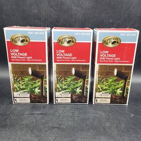 1001 Hampton Bay 627442083196 Lot Of 3 Low Voltage 20w Flood Light Aged Brass Finish 492 859