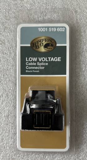 Hampton Bay 627442083424 - Low Voltage Cable Splice Connector Black Finish New