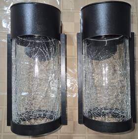 Hampton Bay 627442265820 Two Solar Led Outdoor Wall Lantern Lights With Glass Tr1