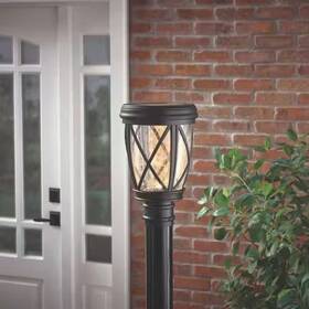 Hampton Bay 711181505306 Ravencrest 120 Lumens Black Outdoor Solar Post Lantern