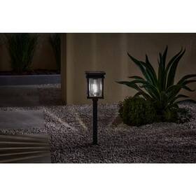 Hampton Bay 711181629446 Lauder 20-40 Lumen Black Led Weather Resistant Outdoor Solar Path Light With Gla