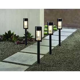 Hampton Bay 744110518535 Clermont 15 Lumen Black Led Weather Resistant Outdoor Solar Path Light With Glas