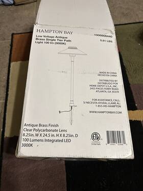 Hampton Bay 810061325680 100 Lumen Low Voltage Antique Brass Integrated Led Single Tier Weath