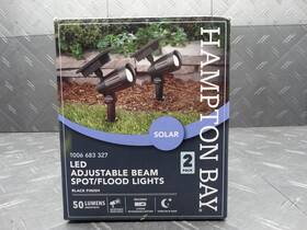 93021 Hampton Bay Solar Black Outdoor Integrated Led Adjustable Beam Spotlight 2-pack
