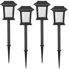 93190 Hampton Bay Solar 15 Lumens Black Outdoor Led Path Light Hammered Glass 4-pack
