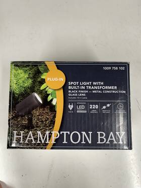 Hb-10ns20-bk Hampton Bay Plug-in Spot Light Built-in Transformer Black Finish Metal And Glass