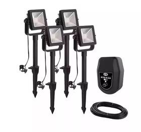 Hd33679bk Hampton Bay 20-watt Equivalent Led Outdoor Flood Light Kit Low Voltage 4 Pack