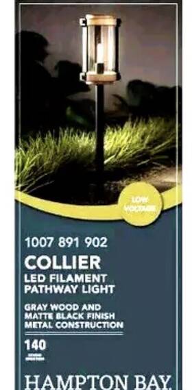 Kzh1501hx-01 Hampton Bay Collier Low Voltage Gray Wood Outdoor Landscape Path Light