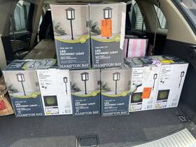 L08457 Hampton Bay Lot Of 8 Low Voltage Led Pathway Light Black Seeded Glass New
