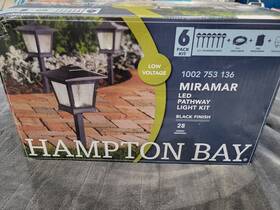 L08657 Hampton Bay Parts Only 6-pack Miramar Led Pathway Lights Black And Seeded Glass