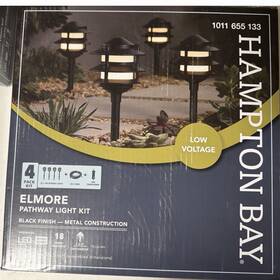 L11187 Hampton Bay Elmore 18 Lumen Black Hardwired Led Landscape Light Kit 4-pack
