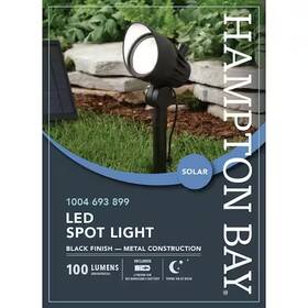 Nxt-3149b Hampton Bay 100 Lumen Black Led Outdoor Solar Metal Spotlight