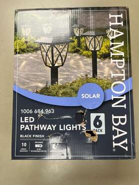 P3100-01-06 Hampton Bay 6 Pack Of Crossed Beam Solar Black Led Pathway Walkway Sidewalk Lights