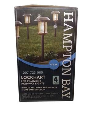 P5100-01-06 Hampton Bay Lockhart Solar Bronze And Warm Wood Led Path Light 4pk