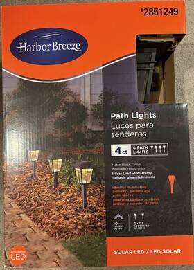 Harbor Breeze 2851249 Solar Led Pathway Lights 4-pack Matte Black Ip33 10 Lm