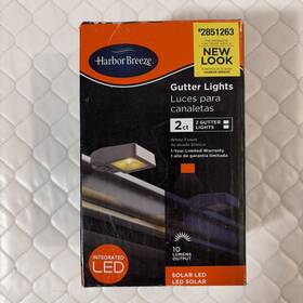 2851263 Harbor Breeze Gutter Lights - 2 Ct. With Solar Led 10 Lumens Output New Outdoors