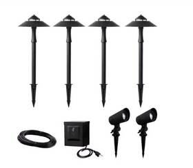 4902877 Harbor Breeze 8 Pc Landscape Led Kit With Wire And Transformer Matte Black