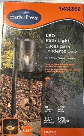 5488956 Harbor Breeze 2 Solar Led Path Lights Black Finish 10 Lumens