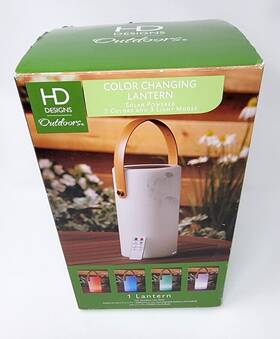 Hd Designs Outdoors 888777044560 Outdoor 15 Inch Solar Lantern Color Changing 7 Lights And 3 Modes Portable