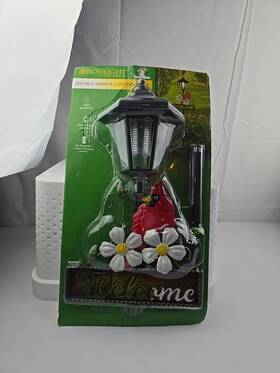 374024 Hdfl Solar Cardinal Welcome Lamp Post Lantern Yard Stake Outdoor Garden Light Decor