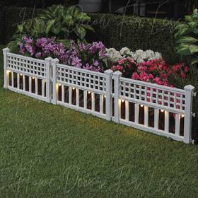 50862 Hdfl Set Of 8 Solar Led White Elegant Vinyl Fence Garden Edging Panel Border 15-ft