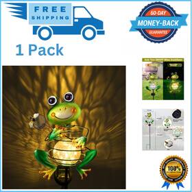Hedaqi 445048893819 Frog Solar Garden Light Metal Stake Crackle Glass Waterproof Globe Outdoor New