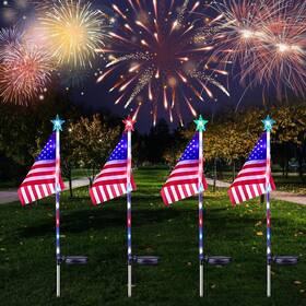 Henhui 717203313188 4 Pack 4th Of July Decoration Solar Light Outdoor American Flag