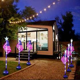 Henhui 796103183589 Hhui 4th Of July Decoration Solar American Flag Lights Lawn Light Garden Stak
