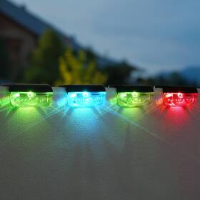 H2406a-s08 Herzila Solar Step Lights Outdoor 8 Pack Rgb Color Changing Fence Power