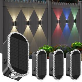 Sl0126p Herzila 4-pack Solar Fence Lights Rgbw Color Changing Waterproof For Patio And Garden