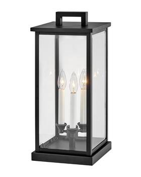 20017bk Hinkley Lighting 20017 Weymouth 3 Light 20.25 Inch Tall Pier Mount - Black