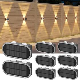Ip65 Hiromeco 618337431376 Solar Fence Lights Outdoor 8-pack Waterproof Wall - Up Dow