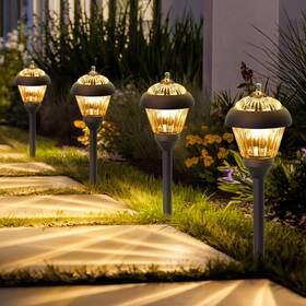 9837 Hmdecor Solar Lights Outdoor Garden Glass And Metal Waterproof With 2 L