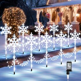 Xo-hohean-0390 Hohean Christmas Snowflake Pathway Lights Outdoor Set Of 10 Pathwa