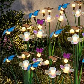 Hoikwo 726084223035 Solar Butterfly Garden Lights 4 Pack Led Flower Stakes Yard Decor