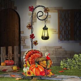 Xk-29 Hokfirm Thanksgiving Turkey Decorations Outdoor Solar Garden Stakes Autumn Fal